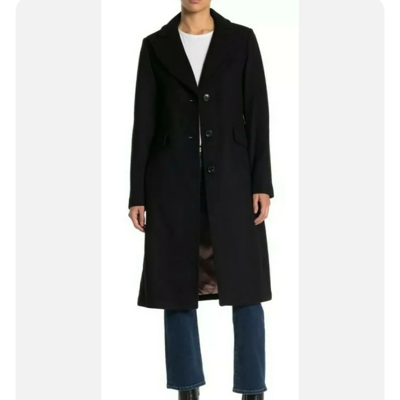 KATE SPADE Single Breasted Wool Blend Coat K297777 BLACK SMALL New